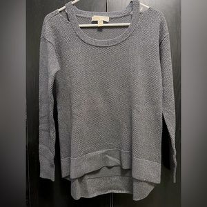 MICHAEL KORS charcoal shimmer sweater size S cutout detail